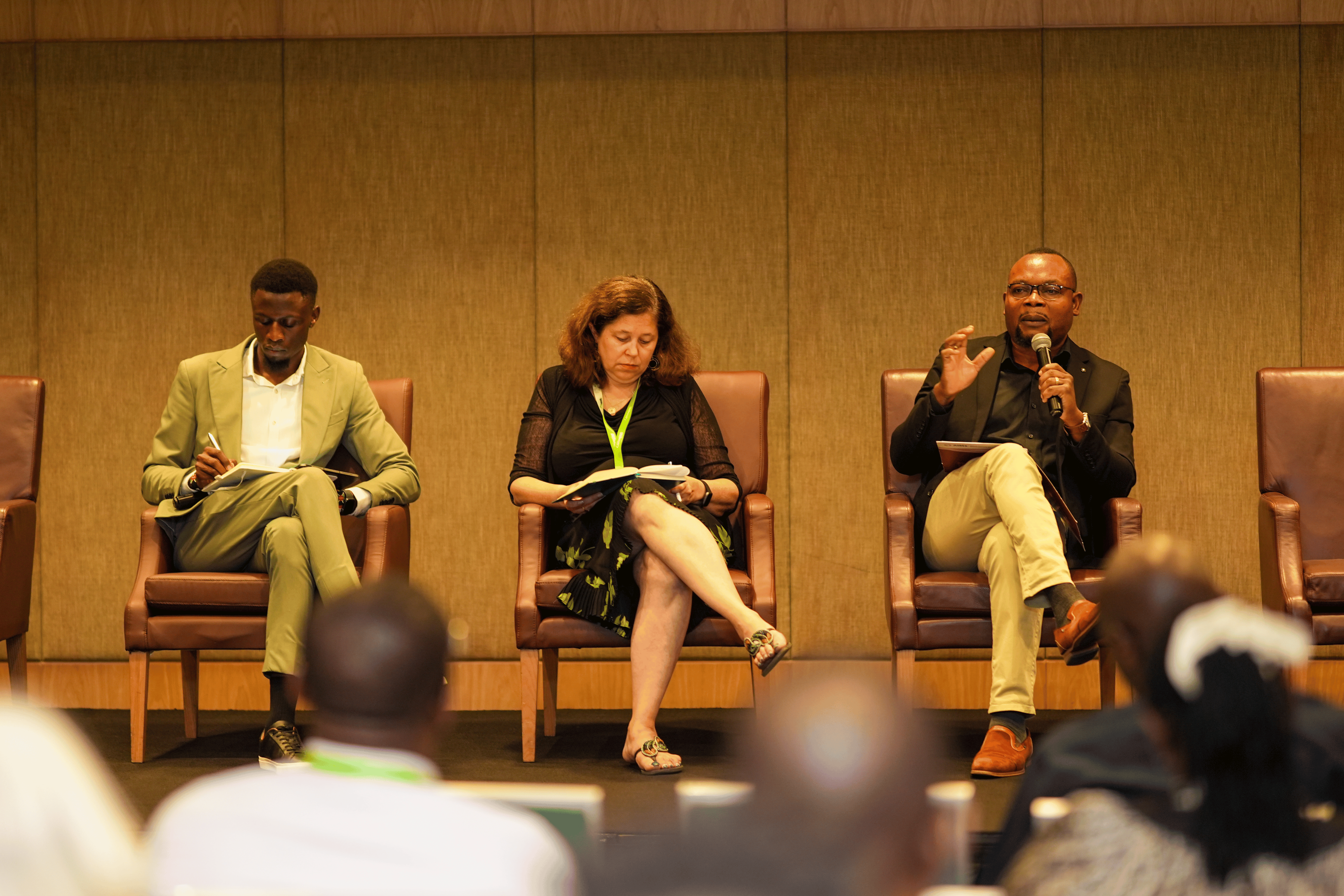 On the left: John Nyagaka; in the center: Prof. Erica Di Ruggiero; on the right: Prof Wilfred Ndifon in a panel discussion